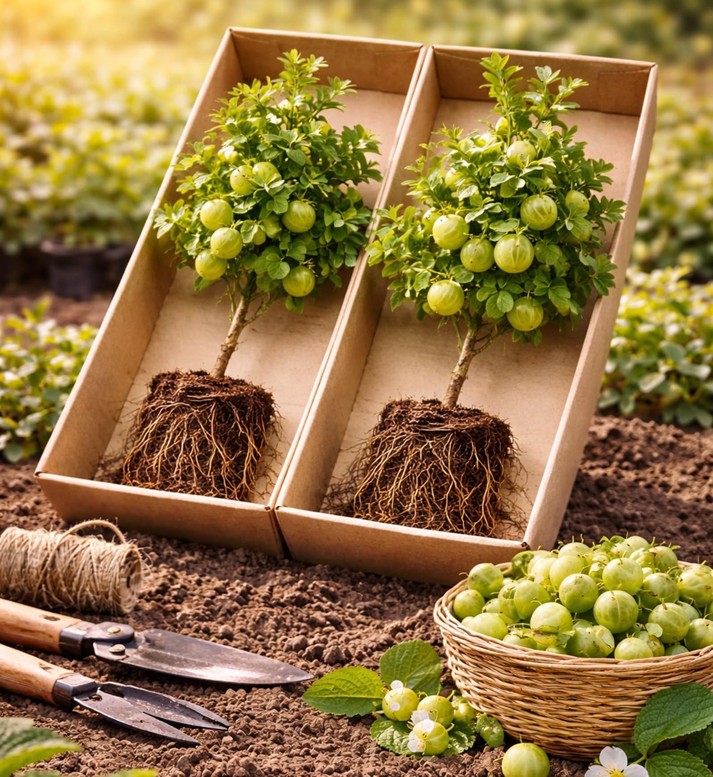 2 Sweet Gooseberry Bush Live Plants to Grow - Well Rooted, Edible Gooseberry Plant Live for Planting Home Garden (2 Plants)
