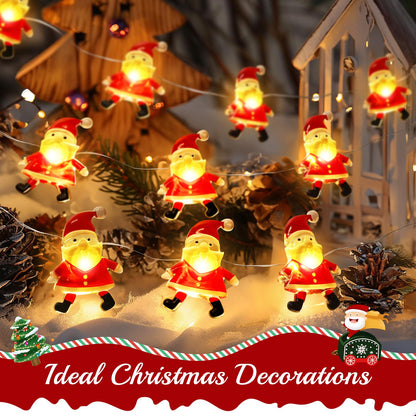 Coquimbo Christmas Decorations Indoor Lights, 10FT 30 LED Christmas Santa Claus Fairy String Lights Battery Operated for Xmas Tree Party Festive Holiday Christmas Gifts Cute Room Decor