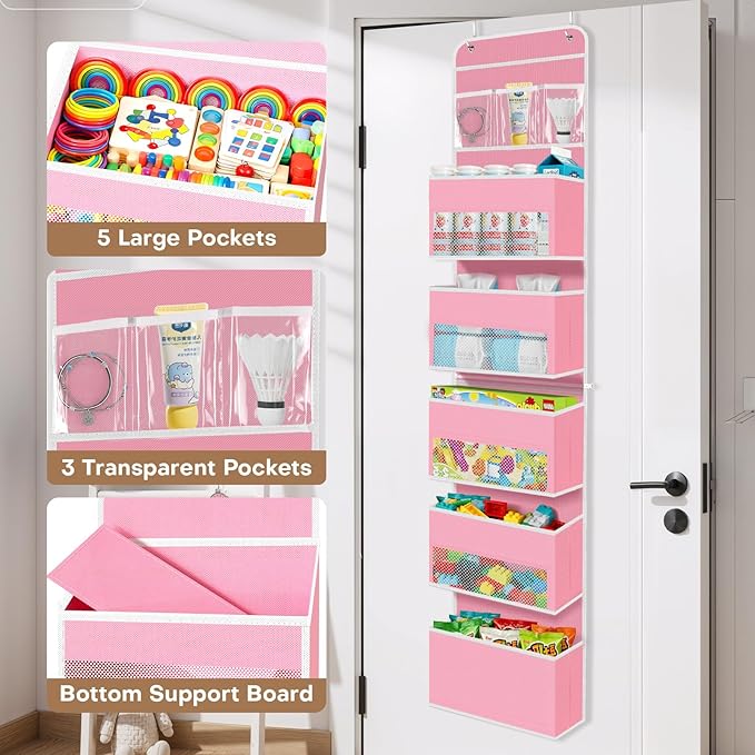 SpaceWhisper Over the Door Organizer, 6 Large Pocket Hanging Storage Organizer