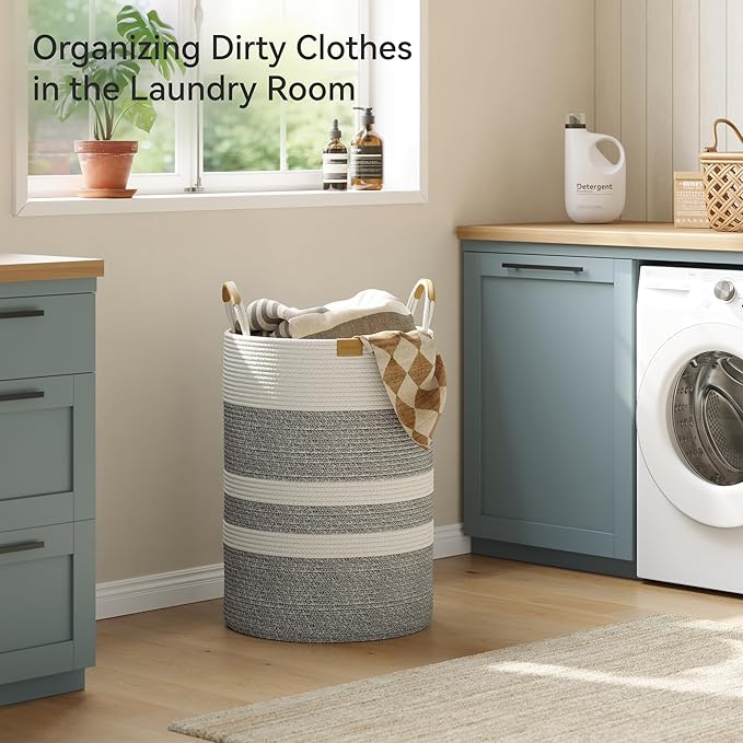 95L Striped Laundry Hamper