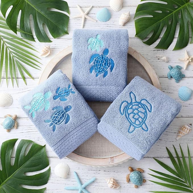 3 Pack Sea Turtle Coastal Hand Towels