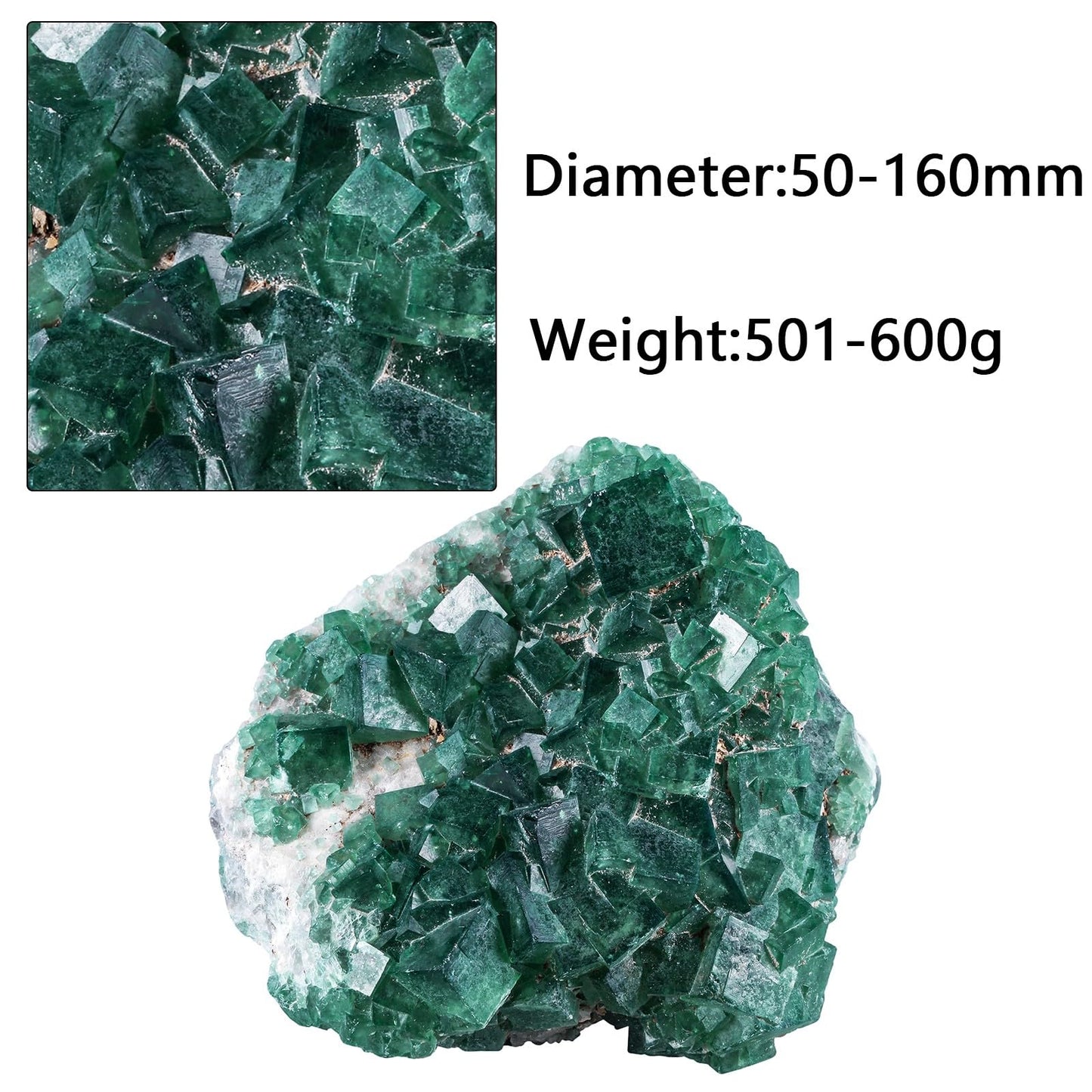 Sportmusies Natural Green Fluorite Crystal Cluster Mineral Specimen Decoration for Home Office, Raw Stone for Healing Meditation Yoga, 1.97-6.3 inches