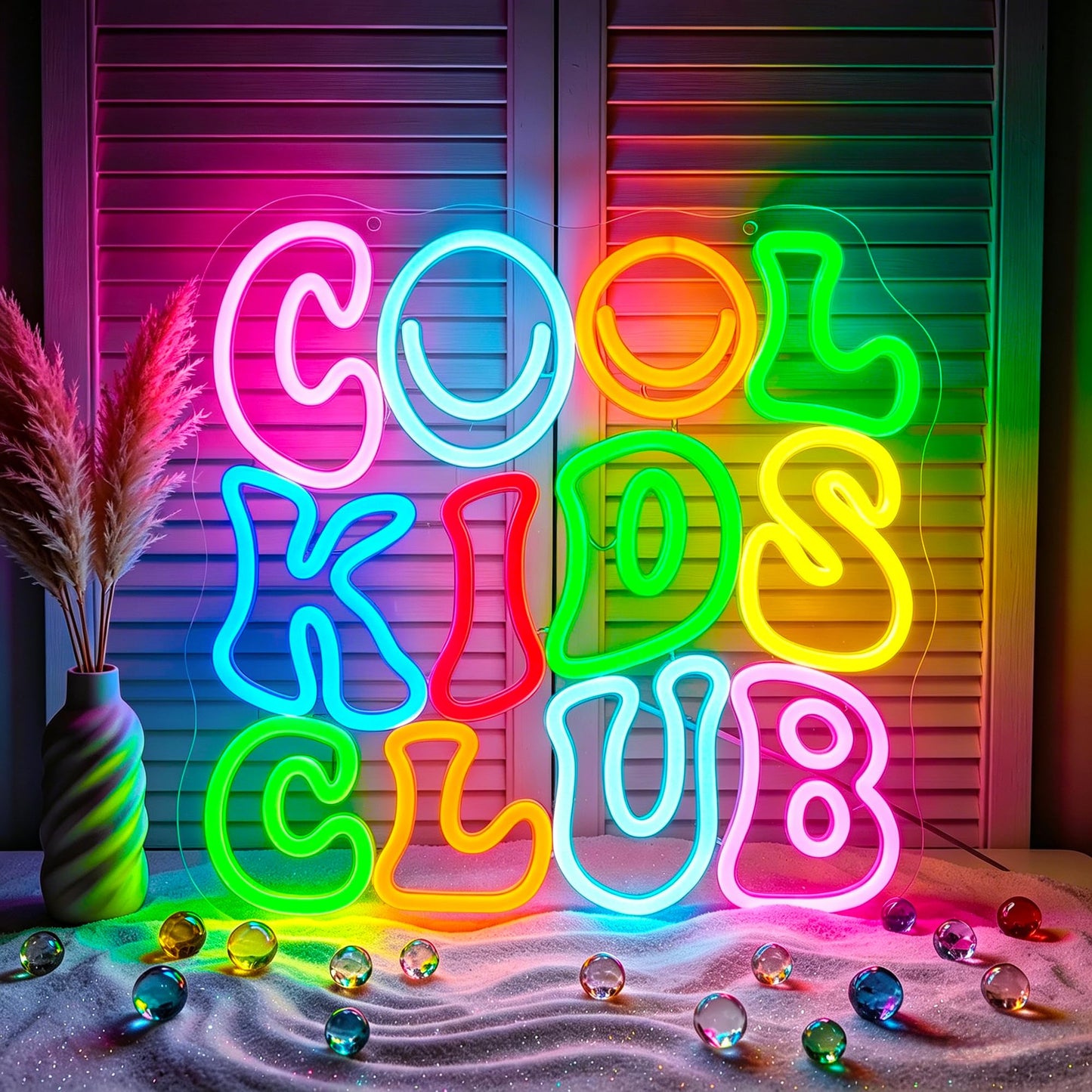 Whfobfe Pink&Green Neon Sign Led Neon Lights Signs for Wall Decor USB Powered Led Signs for Room Decoration-Cool Kids Club