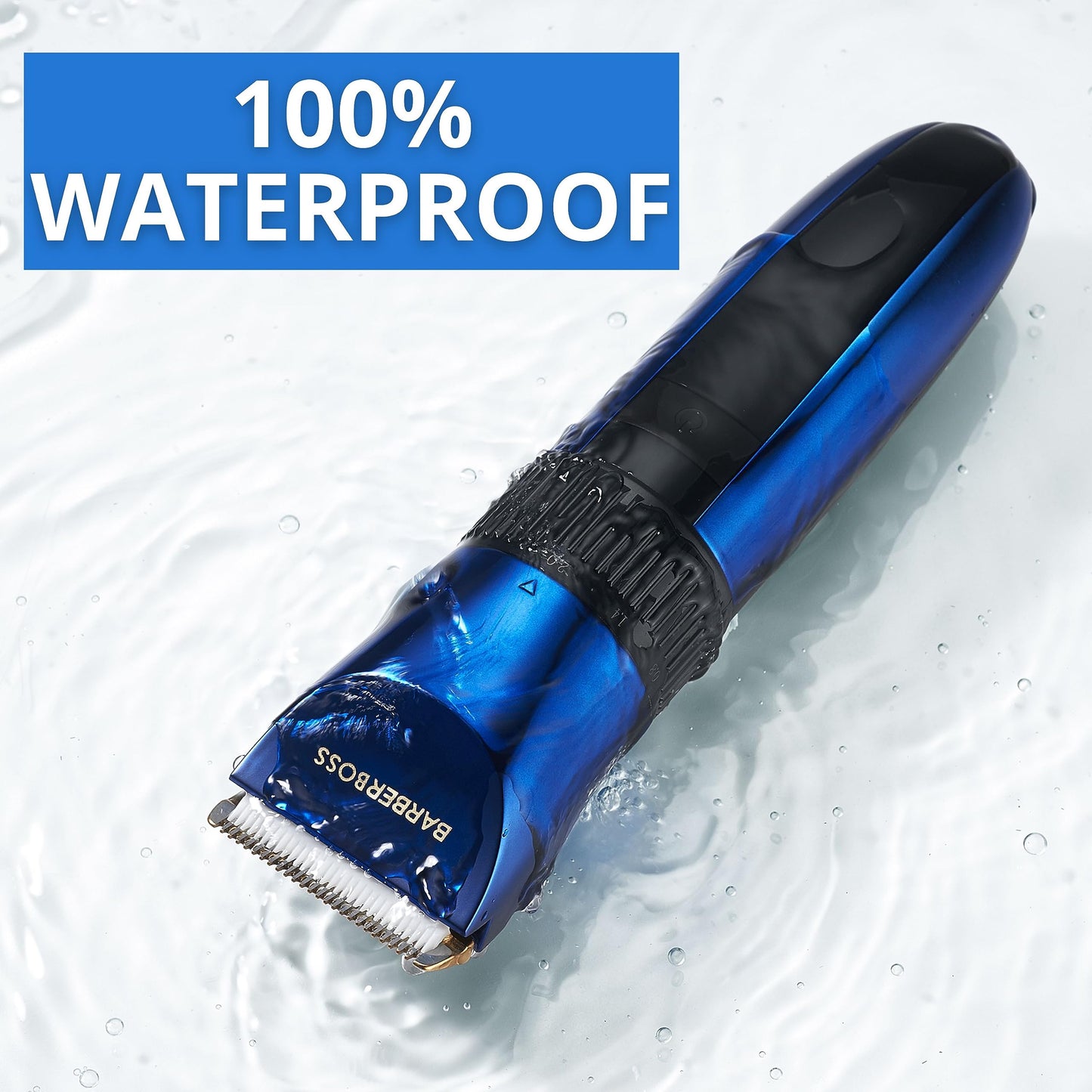 BarberBoss Cordless Self-Sharpening Beard & Hair Trimmer - Waterproof with Ceramic Blades, LED Display, Fast Charging, and 8 Color Comb Attachments QR-2082
