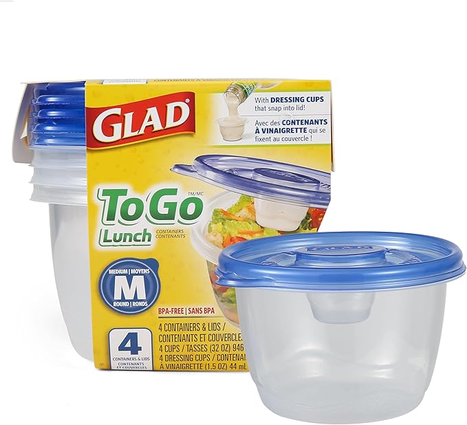 Gladware Lockware To Go Food Storage Containers | Glad Medium Size Round Food