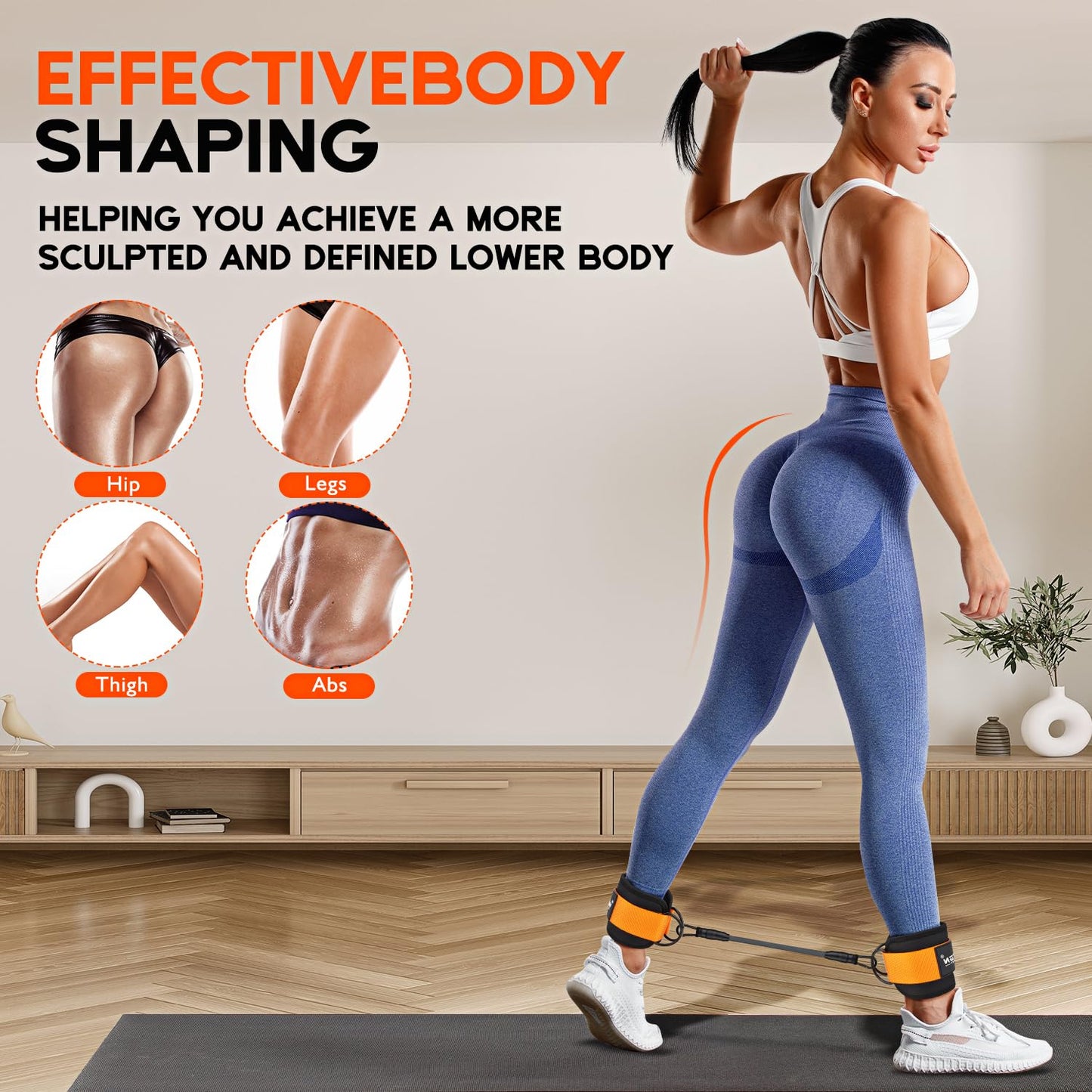 HPYGN Ankle Resistance Bands with Cuffs, Ankle Bands for Working Out, Resistance Bands for Leg Butt Training Exercise Equipment for Kickbacks Hip Gluteus Training, Ankle Strap with Exercise Bands