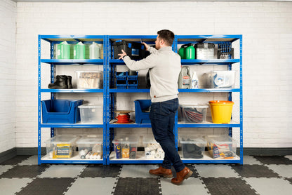 BiGDUG Heavy Duty Garage Shelving Unit 3 Bay - 179x90x60 cm - 200kg UDL Per Shelf (1000kg Per Bay) - 3x Blue Storage Shelves - 5 Tier Shed Shelving