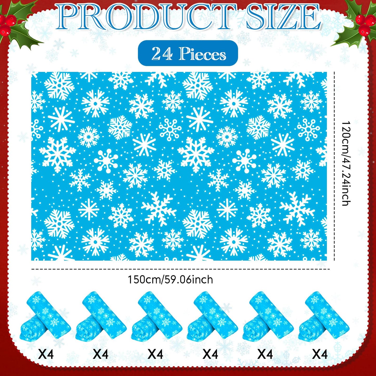 Moukeren 24 Pcs Christmas Snowflake Throw Blanket Bulk, 59 x 47 Inch Xmas Winter Throw Blanket Christmas Warm Soft Cozy Fleece for Home Bedding Couch Chair Gift (Blue)