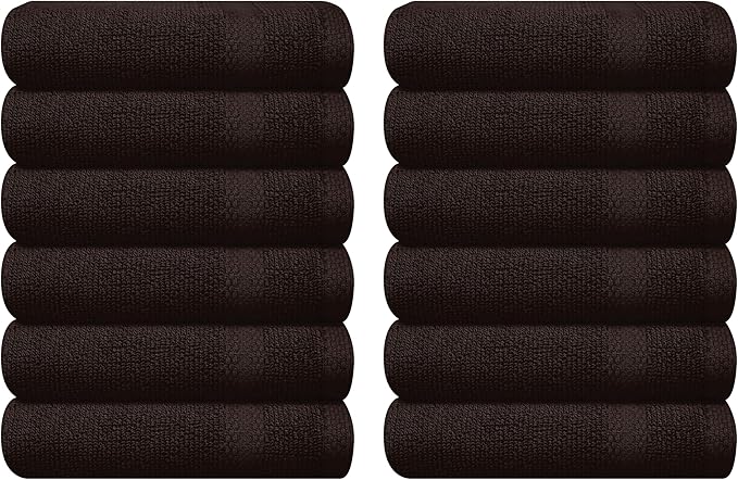 GLAMBURG Ultra Soft 12-Piece Washcloths Set 13x13-100% Ringspun Cotton