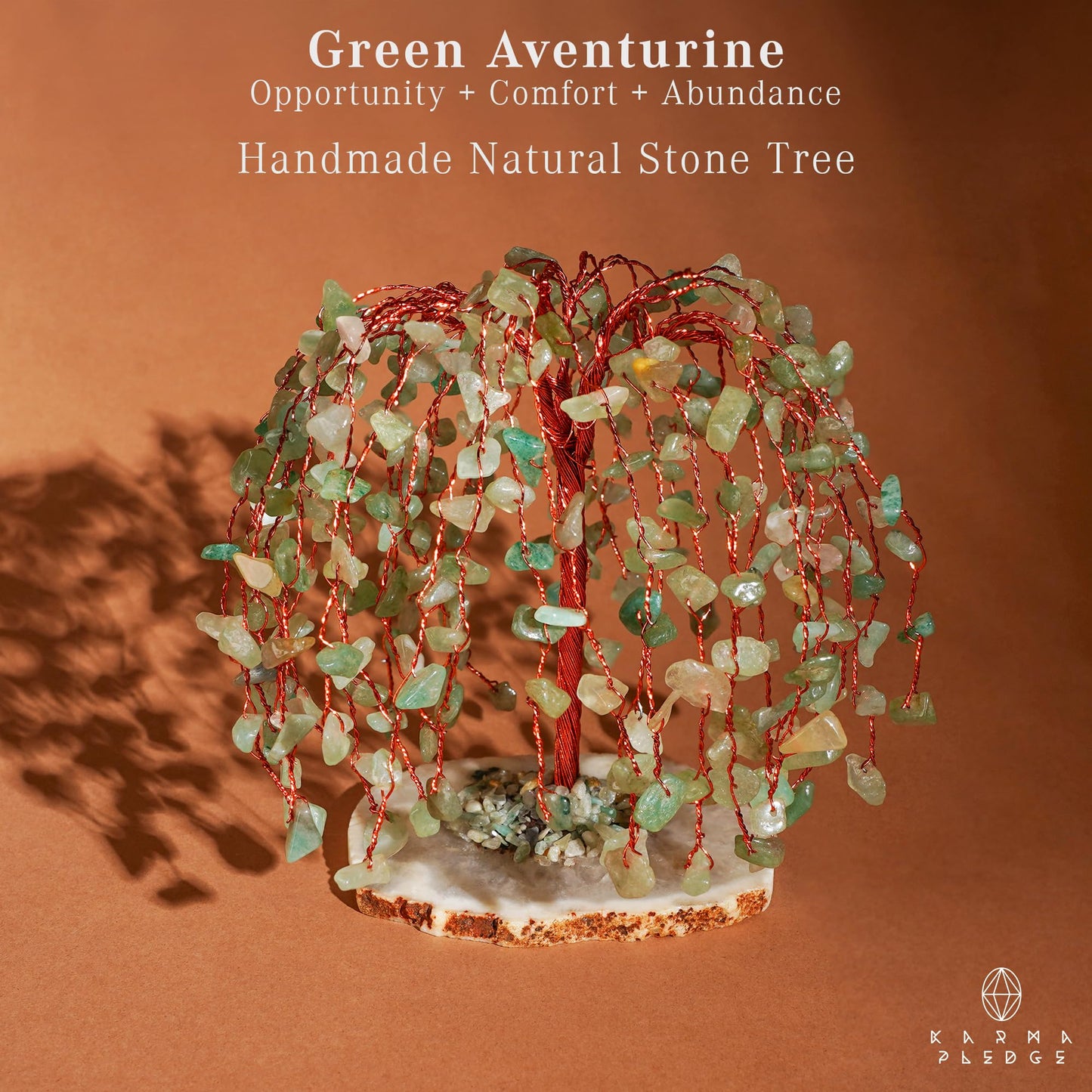 KARMAPLEDGE Chakra Tree of Life Birthday Gifts for Women, Home and Office Decor, Handmade Green Aventurine Crystal Tree for Money, Positivity, Reiki Healing, Spiritual Good Luck Gifts for Mom & Dad