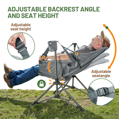 TIMBER RIDGE Hammock Camping Chair, Oversized Swinging Hammock Chair with Adjustable Back and Seat for Outdoor Lawn, Sports, Supports 400lbs, Grey