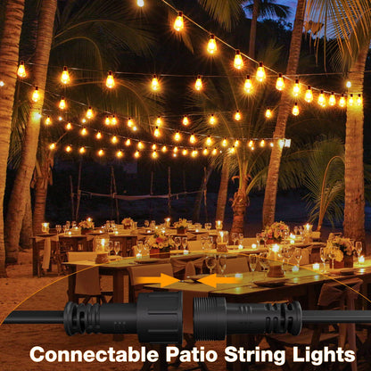 GLUROO Festoon Lights Outdoor 60FT, String Lights Mains Powered Waterproof with 31Pcs ST38 Plastic LED Bulbs, 2200K Warm White Garden Patio String Lights for Party Décor Wedding
