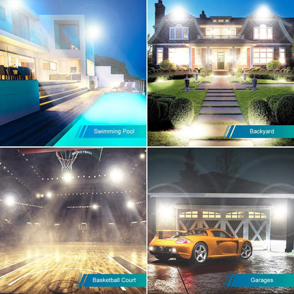 YANYCN 2 Pack 400W LED Flood Light Outdoor,2400W Equivalent 50500LM 5000K Daylight White Super Bright FloodLight with Plug,85-277V IP66 Waterproof Commercial Lighting for Fields,Counts,Arena,Stadium