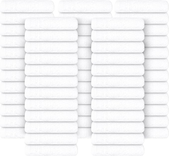 Tens Towels Pack of 60 Washcloths, 12 x 12 Inches, Lighter Weight, Quick to Dry