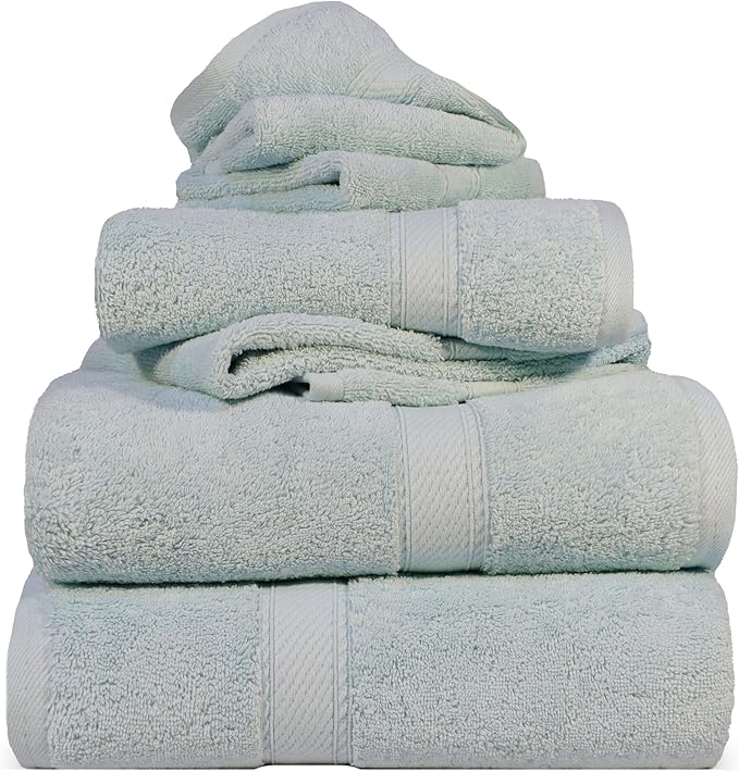 SUPERIOR Egyptian Cotton Pile 6 Piece Towel Set, Includes 2 Bath, 2 Hand