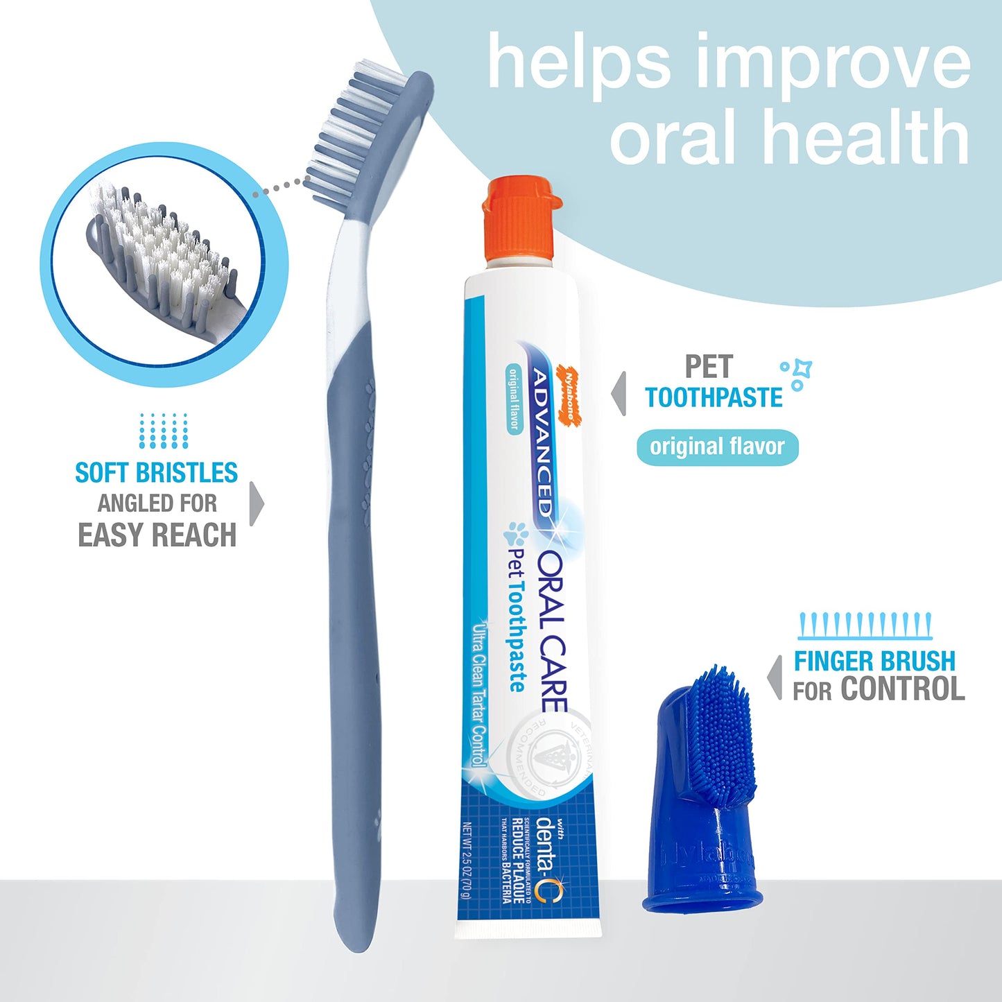 Nylabone Advanced Oral Care Dog Dental Kit Original Flavor 2.5 oz.