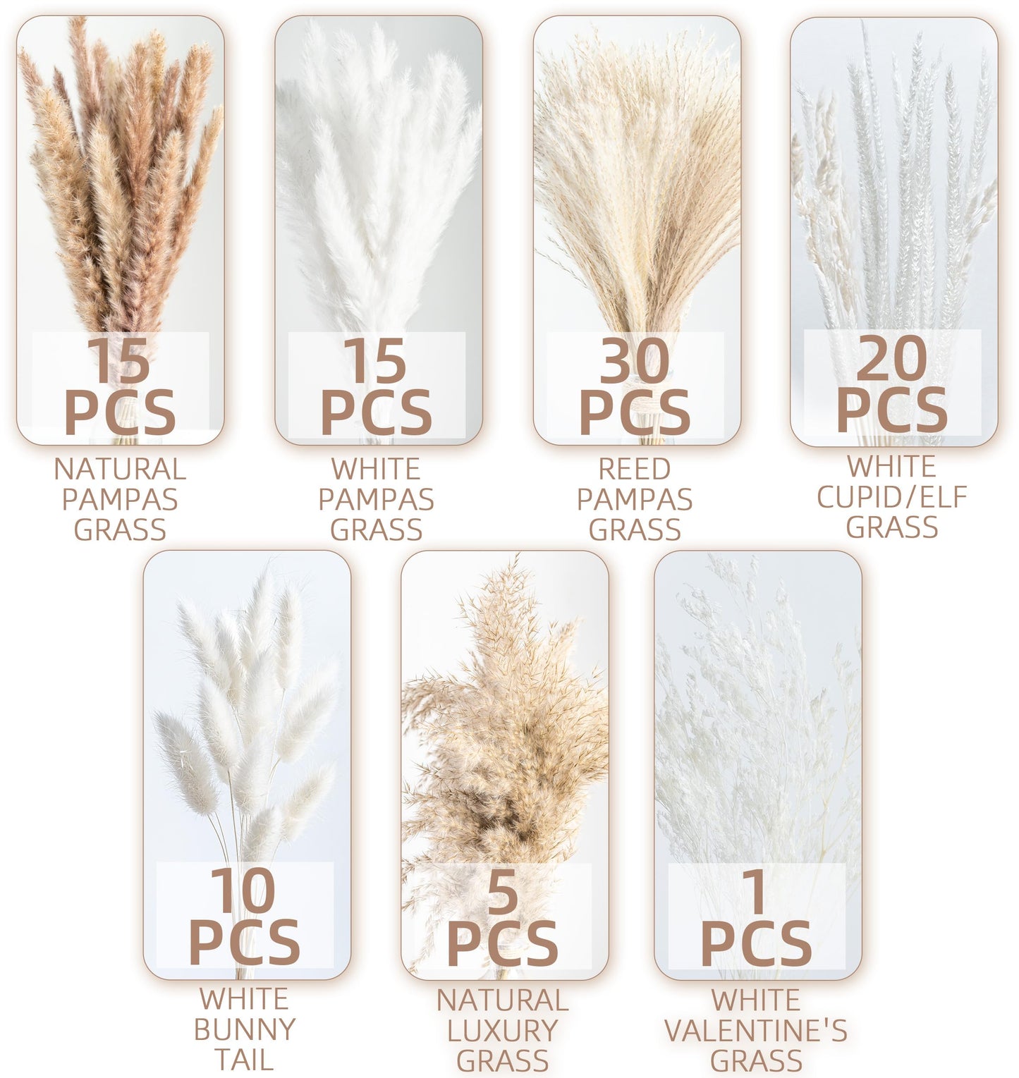 96PCS Natural Dried Pampas Grass Boho Home Decor Bouquet Phragmites Dried Flowers Bouquet for Wedding Floral Arrangements Living Room Decorations (96PCS)