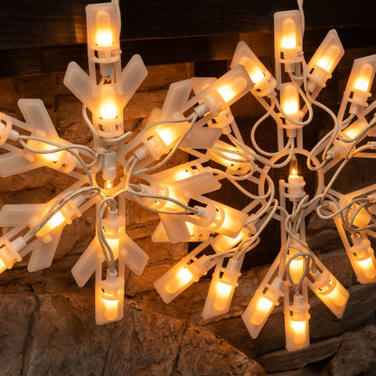 Dazzle Bright Christmas Snowflake Lights Outdoor,100 Count 8.5FT Connectable Waterproof Christmas Icicle Lights with 6 Drops Plug in for Indoor Xmas Yard Home Decorations (Warm White)
