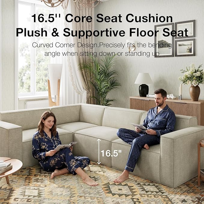 Novilla 134" Modular Sectional Sofa, No Assembly Cloud Sectional Couch