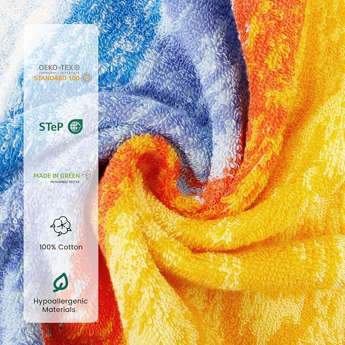 SEMAXE Colorful Bath Towel Set, 100% Cotton Bathroom Towels