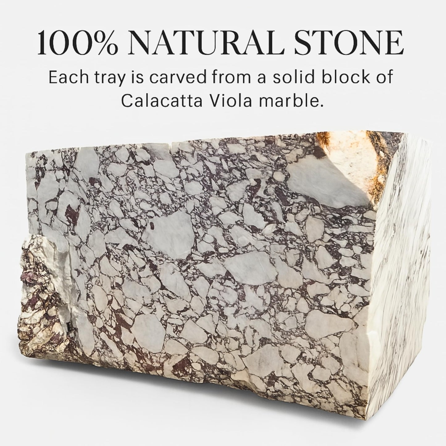 Veinova Italian Calacatta Viola Marble Cutting Board for Kitchen, 15x12 In, Elegant Natural Stone Cutting Board, Heavy Marble Slab, Pastry Board for Baking, Non-Slip Silicone Feet, Large 8 lbs