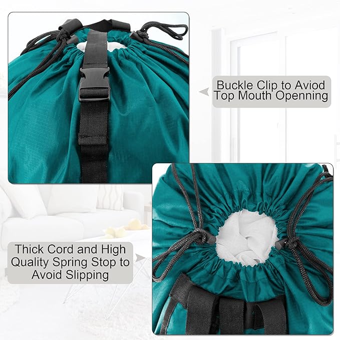 BeeGreen Laundry-Bag-Portable-Backpack, Mars Green Nylon Drawstring -Laundry