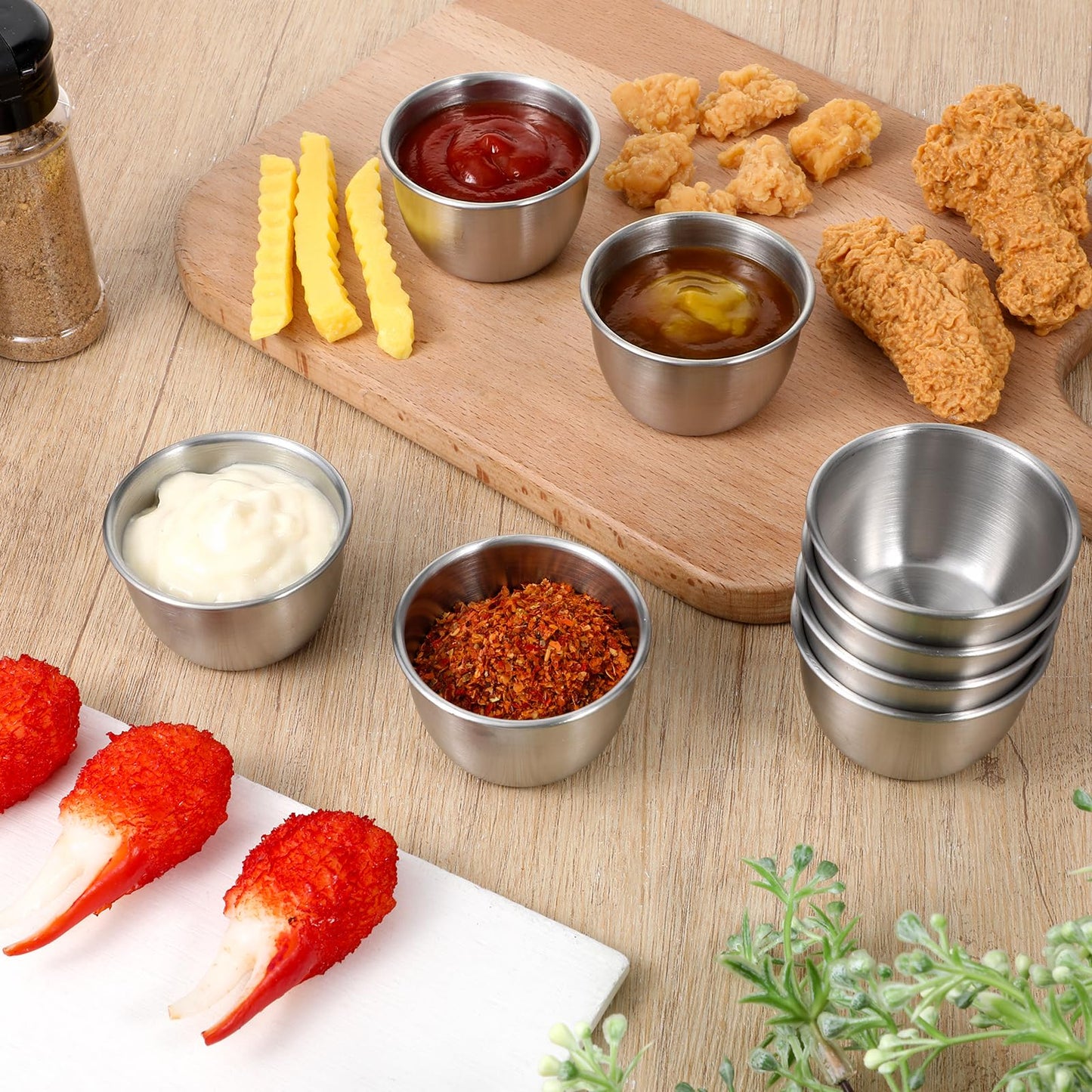 EupHHonycs 16 Pcs Stainless Steel Dipping Sauce Cup Mini Saucers Plates Reusable Metal Condiment Cups Ramekin Sauce Dipping Bowl for Prep Ramekins Kitchen Party Supplies, Silver 2.5 oz/75ml