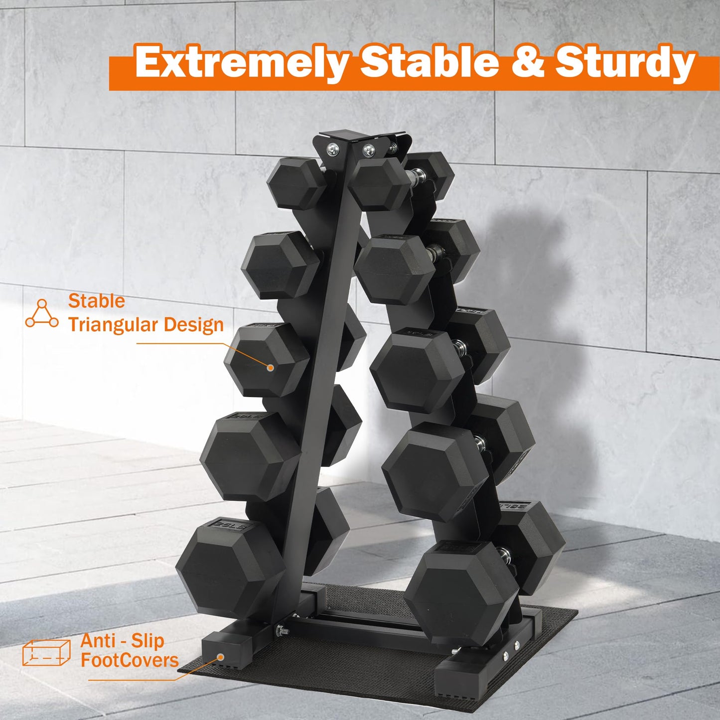 Fitvids Fitvids Rubber Coated Hex Dumbbell Weight Set and Storage Rack, 100LBS, 150LBS or 200LBS Set, 5-20 lbs, 5-25 lbs, 10-30 lbs Pairs