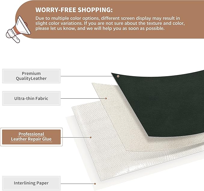 ONine Leather Repair Patch，Self-Adhesive Couch Patch，Multicolor Available