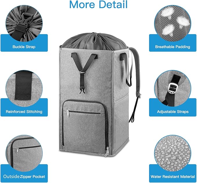 Laundry Backpack Bag, Bukere Extra Large 2 in 1 Laundry Hamper Basket