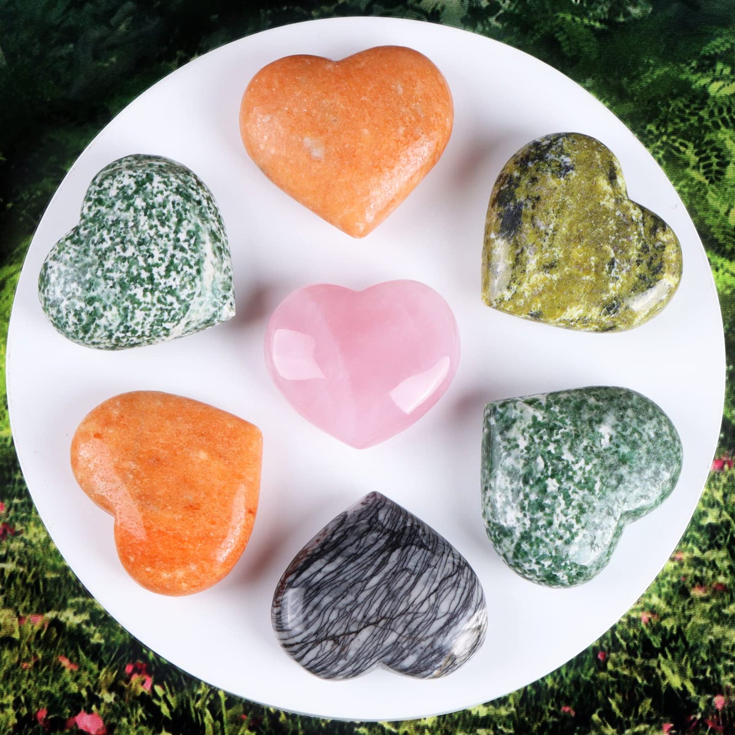 SMQ 60mm Orange Calcite Crystal Heart Shaped Worry Stone Hand Carved Polished Gemstone Pocket Palm Chakra Stones for Reiki Healing Meditation Valentines Anniversary Day Gifts