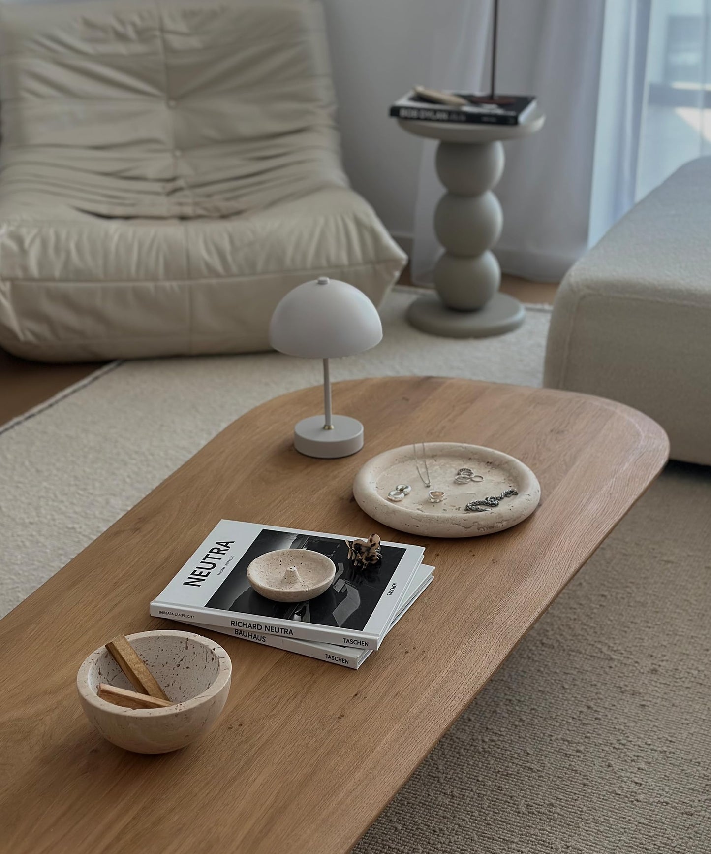 Bursera Luna Travertine Tray, Minimalist Stone Catchall and Decorative Tray for Candles, Jewelry, and Small Objects, Architectural Home Décor Accent, Natural Travertine Stone