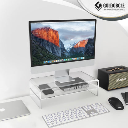 GoldOrcle Acrylic Monitor Stand Riser Clear Computer Monitor Stand (Big)
