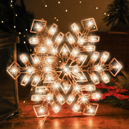 15-Inch Christmas Snowflake Light - Merry Holiday Decoration, Window Silhouette, Double Side Sign Lamp for Indoor Wall Door Glass
