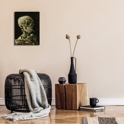 Wieco Art Skull of a Skeleton with Burning Cigarette, 1886 by Vincent Van Gogh Canvas Wall Art for Home Decor and Wall Decor Post-impressionism Canvas Prints Pictures Artwork