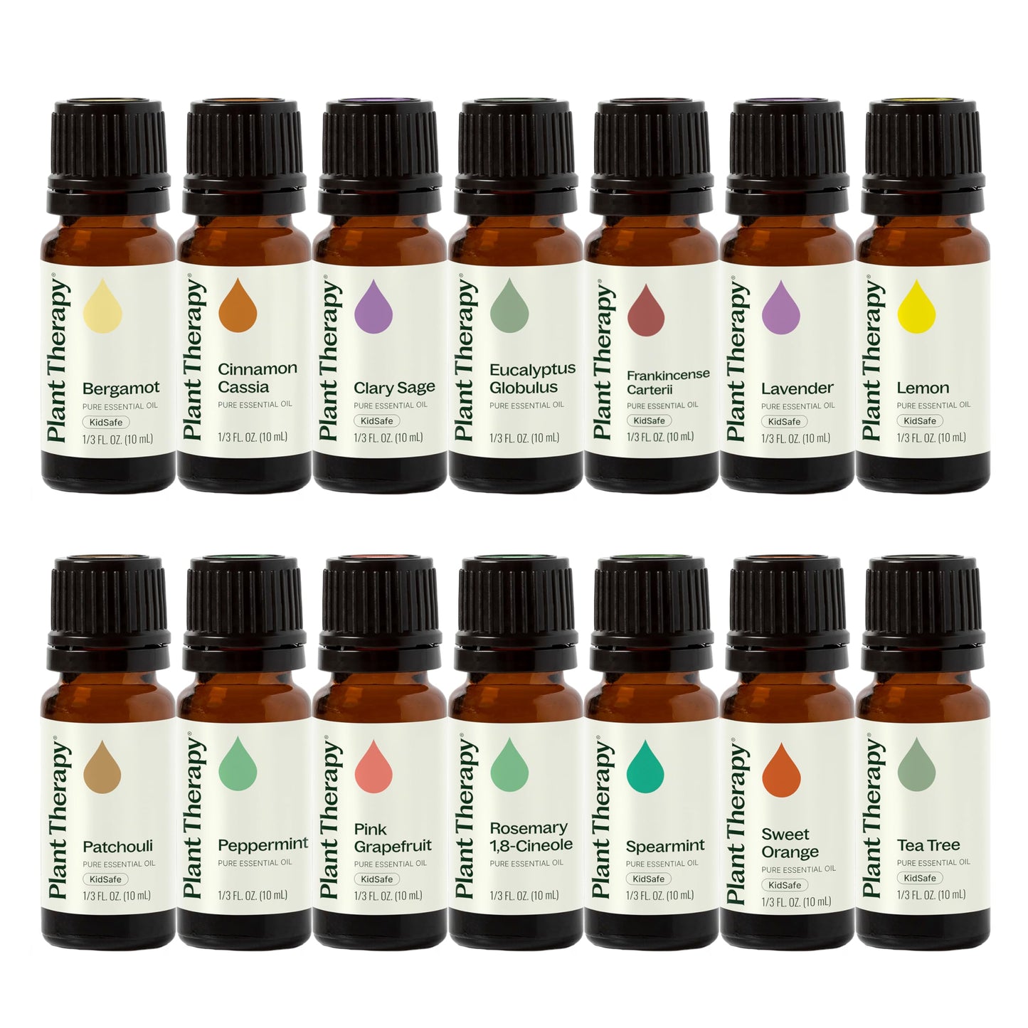 Plant Therapy Top 14 Singles Set Lavender, Eucalyptus, Peppermint, Orange Sweet, Lemon & More 100% Pure, Undiluted, Natural Aromatherapy for Topical Use & Diffusion, Therapeutic Grade 10 mL (1/3 oz)