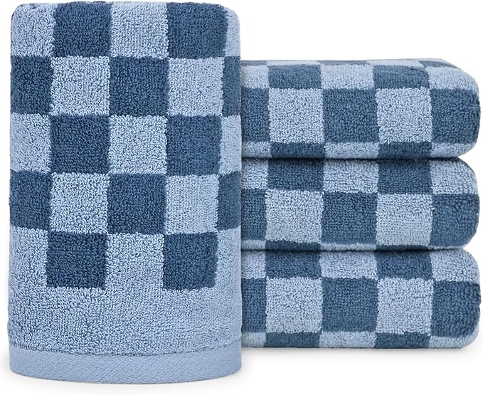 Jacquotha Bathroom Hand Towels Set of 4, Checkered Towels