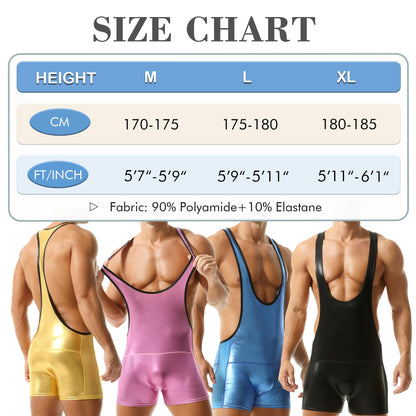 QiaTi Mens Athletic Supporters Sports Underwear Bodysuit Jumpsuit Wrestling Singlet