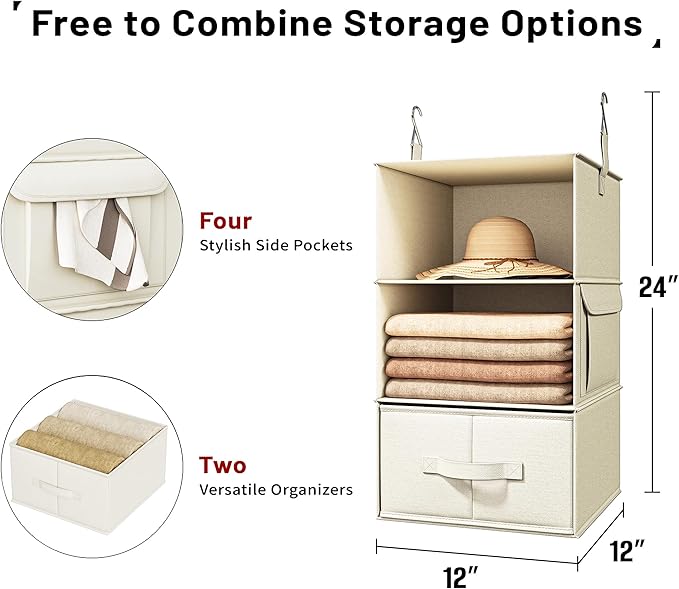Vailando 3-Shelf Hanging Closet Organizer, Baby Clothes Storage and Organization