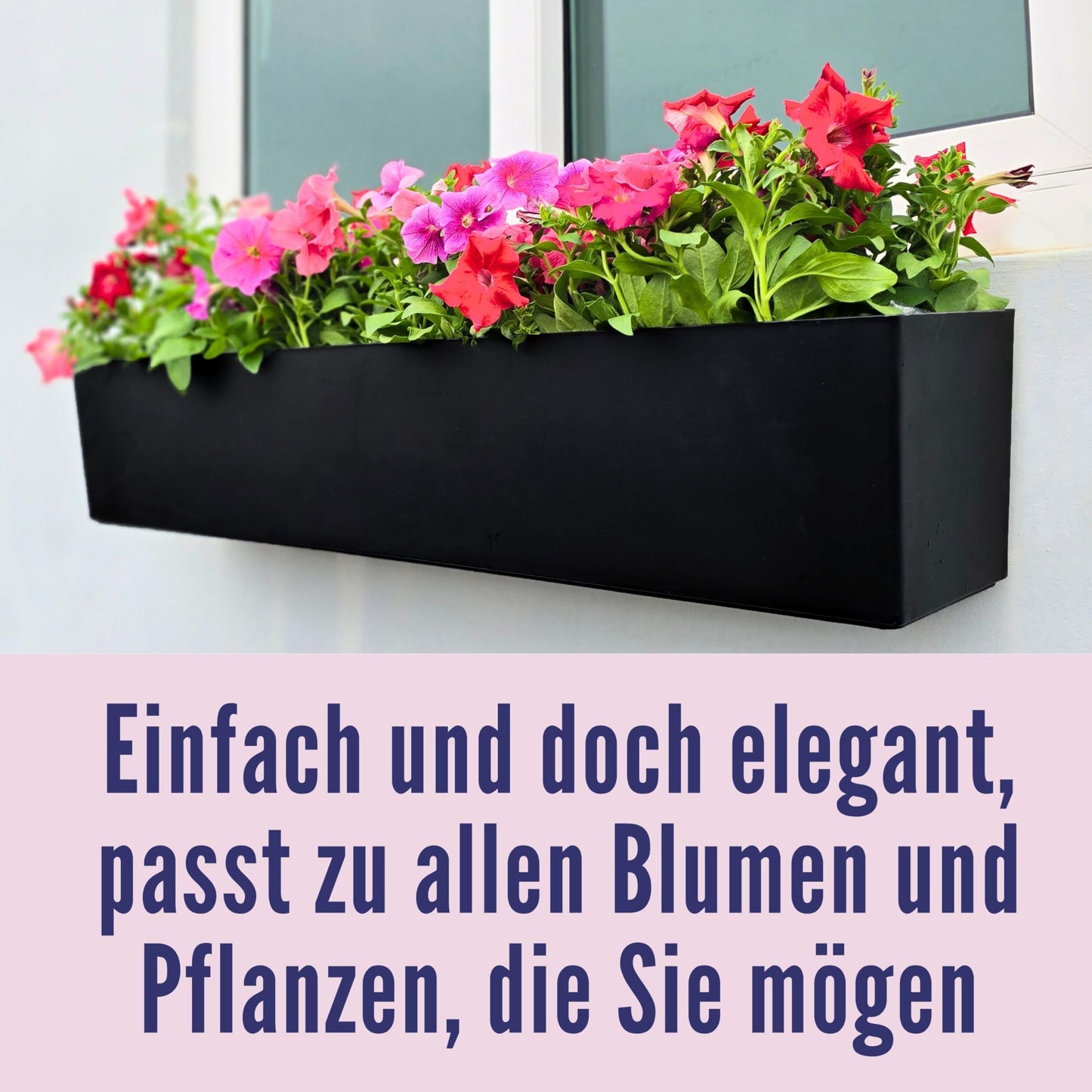 LaLaGreen Planter Boxes Outdoor (40 Inch, 1 Pack) Large Rectangular Self Watering System, Black Window Flower Boxes with Bracket Vertical Plant Container Wall Mount Indoor Succulent Herb Garden Home