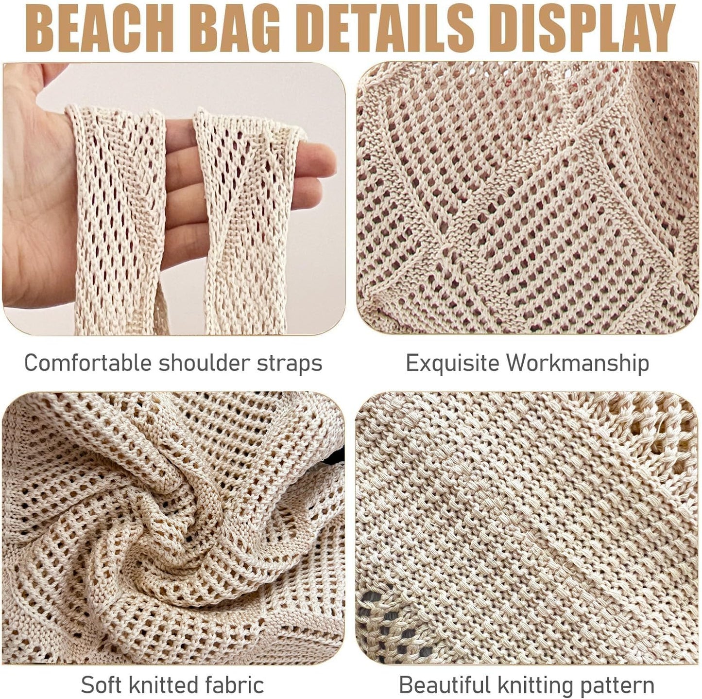 Stizimn Crochet Mesh Beach Tote Bag Shoulder Bag Handbags Knitting Hollow Summer Bag Hobo Bag Aesthetic for Women
