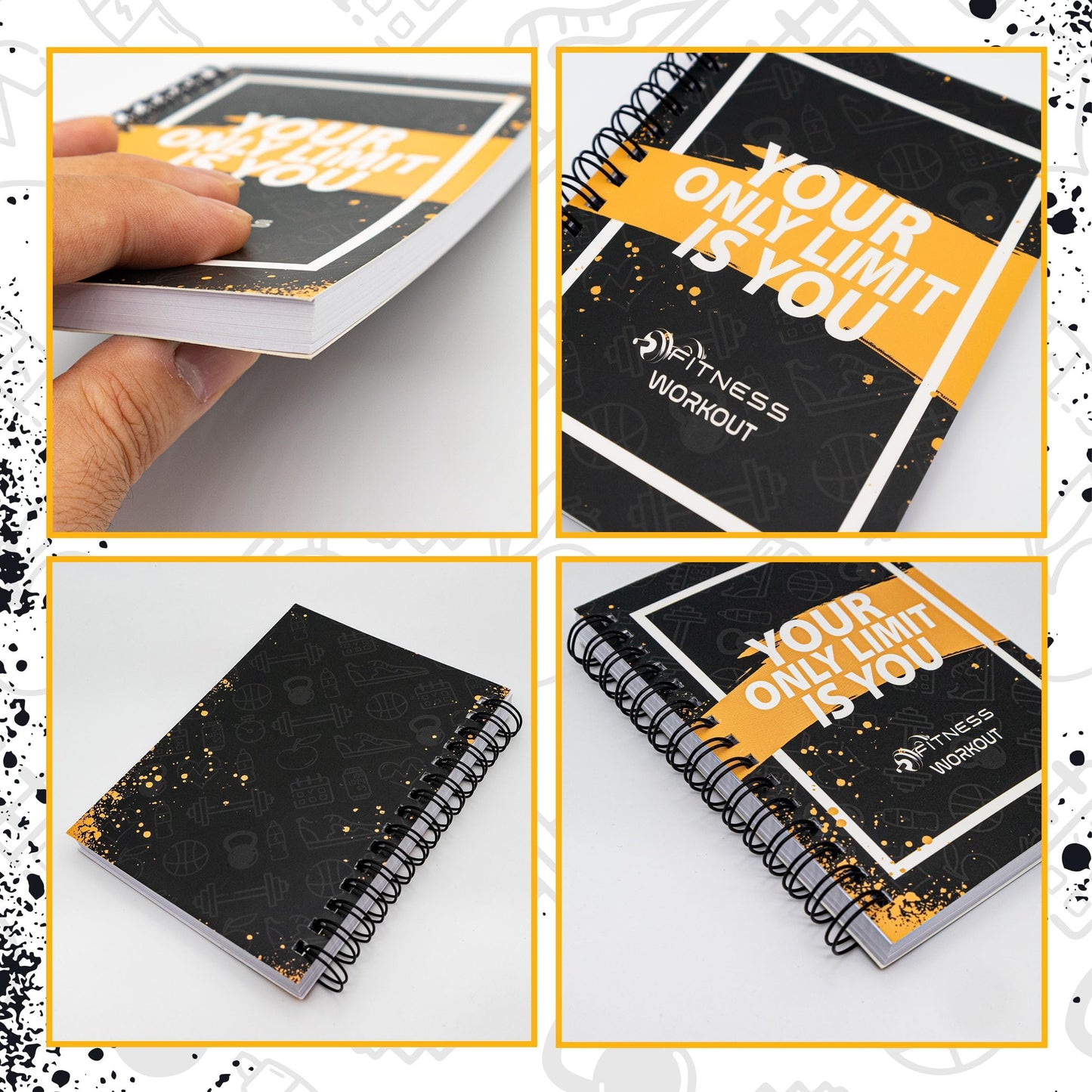 YHNTGB 3 PCS Fitness Tracker Journal Portable Workout Notebook 90-Day Exercise Planner for Record Your Daily Progress 5.5 x 3.93 inch