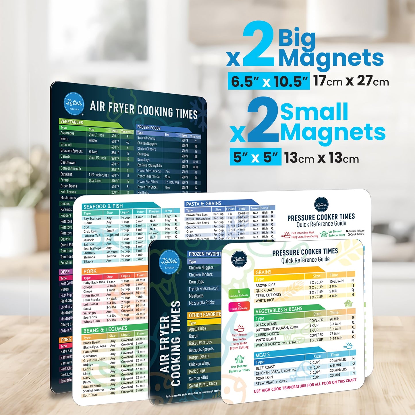 Air Fryer Magnetic Cheat Sheet Set - Air Fryer Accessories Cookbook - As Seen on the Today Show an Easy to Use AirFryer Time Chart Set - Strong Magnet Quick Reference Cooking Guide for Frying (Black)