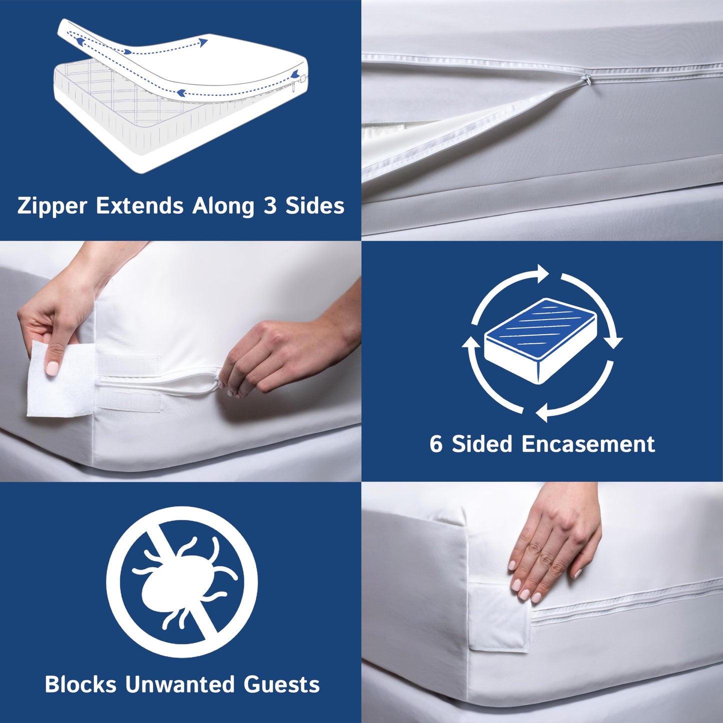King Size Mattress Protector Waterproof Zippered Cover - Deep Pocket Fits up to 20" Depth - Hypoallergenic Premium Quality Encasement Protects Against Dust