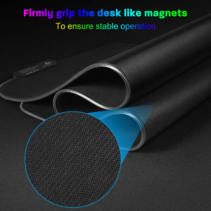 LeadsaiL RGB Gaming Mouse Pad, 15 Light Modes LED Soft Extra Extended Large Mousepad, Non-Slip Rubber Base Computer Keyboard Mouse Mat with Durable Stitched Edges- 31.5 X 12 Inch (RGB Black)