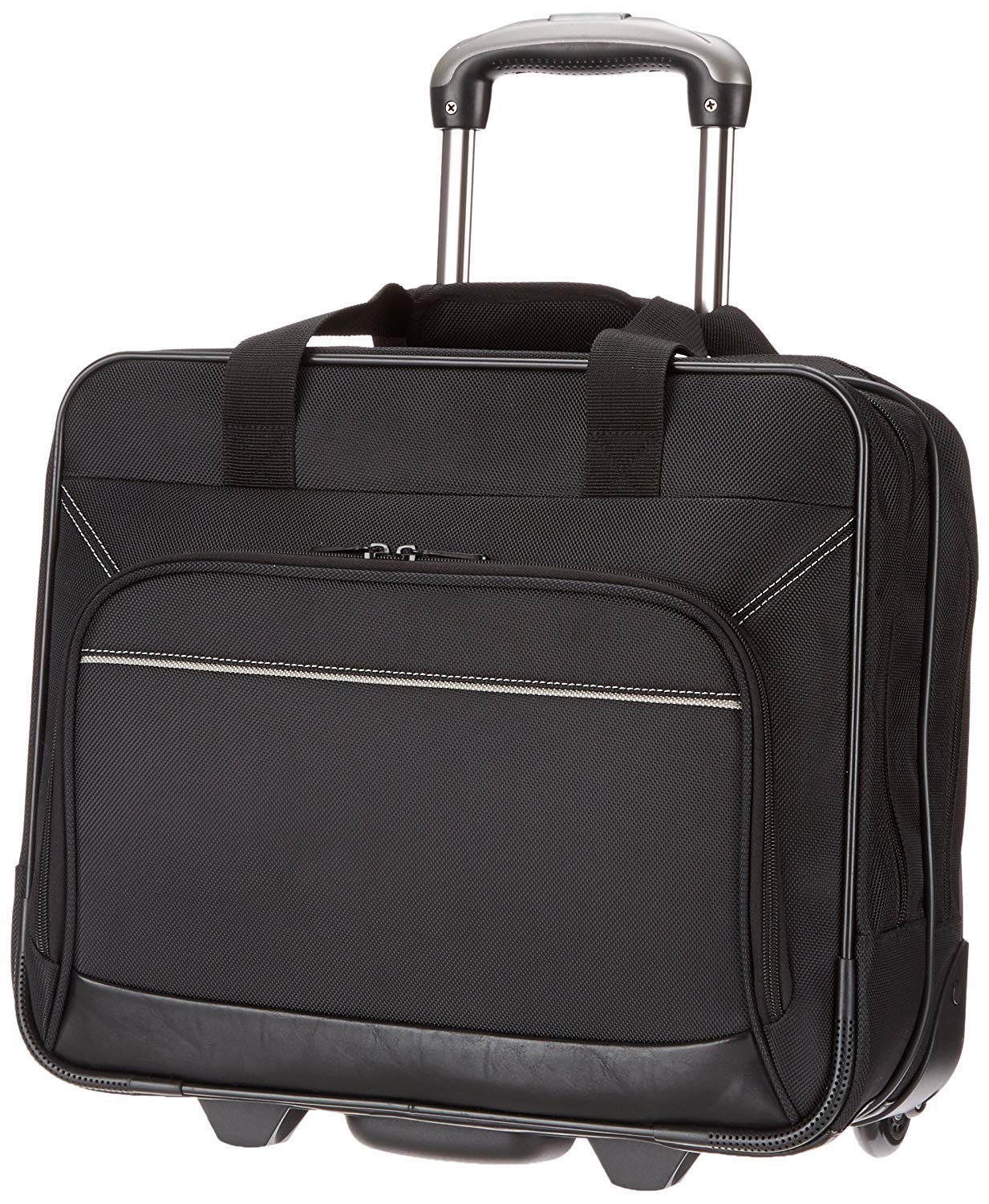 Amazon Basics Laptop bag with quick-rolling wheels and easy-access front pocket - fits Laptops up to 15.6 inch (39.6 cm), Black
