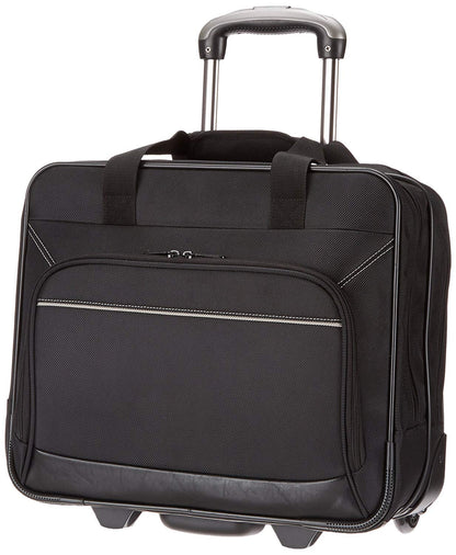 Amazon Basics Laptop bag with quick-rolling wheels and easy-access front pocket - fits Laptops up to 15.6 inch (39.6 cm), Black