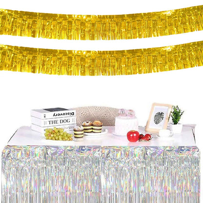 6 Pack 10 Feet Foil Fringe Garland Metallic Foil Tinsel Fringe Garland Wall Hanging Foil Fringe Banner for Parade Floats, Wedding, New Year, Christmas, Birthday (Gold)