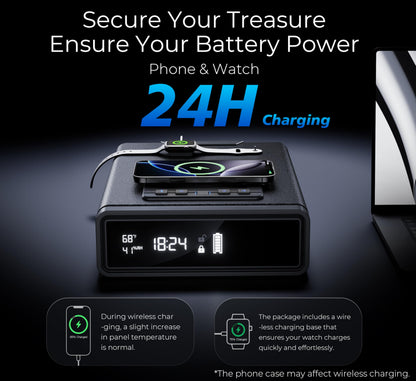 ORARAER Smart Biometric Gun Safe with Wireless Charging, Bluetooth App Control, 4 Unlock Methods, Bedside Drawer Safe LED Display,Money Box for Valuables, Gifts for Men