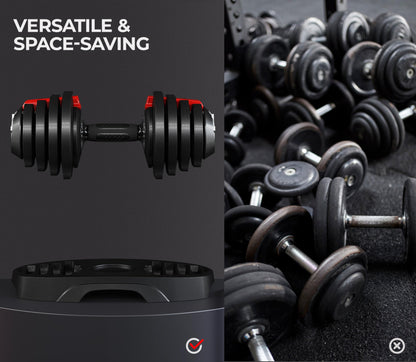 Yaheetech Adjustable Dumbbell Set 28/40/52.5/90LBS Adjustable Dumbbells Fast Adjust Dumbbell Weight Set with Anti-Slip Handle and Tray for Men/Women Home Gym Strength Training Equipment Single/Pair